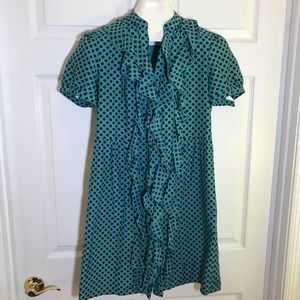 Fossil Ruffle Front Lattice Print Shirt Dress